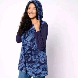 Koolaburra by UGG Cozy Sherpa Long Sleeve Tee Navy Floral,Small